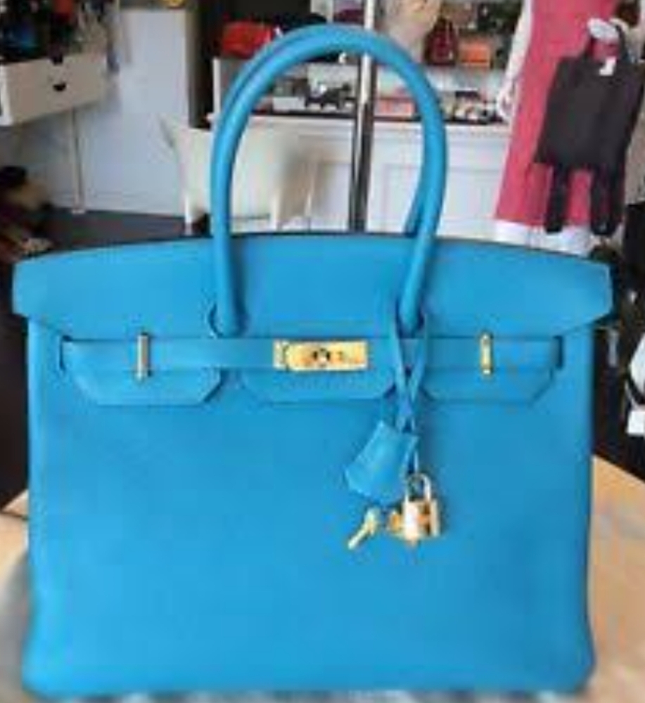 Blue  purse bought from a boutique